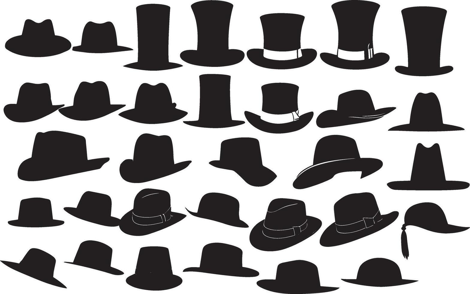 set of silhouettes hats vector illustration