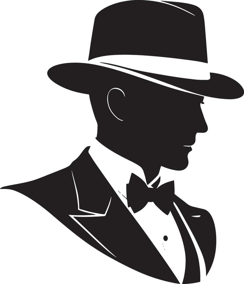 Stylized silhouette of gentleman isolated on white background. Vector illustration.