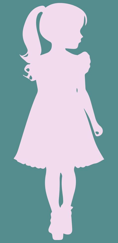 the silhouette of a little girl in a dress vector illustration