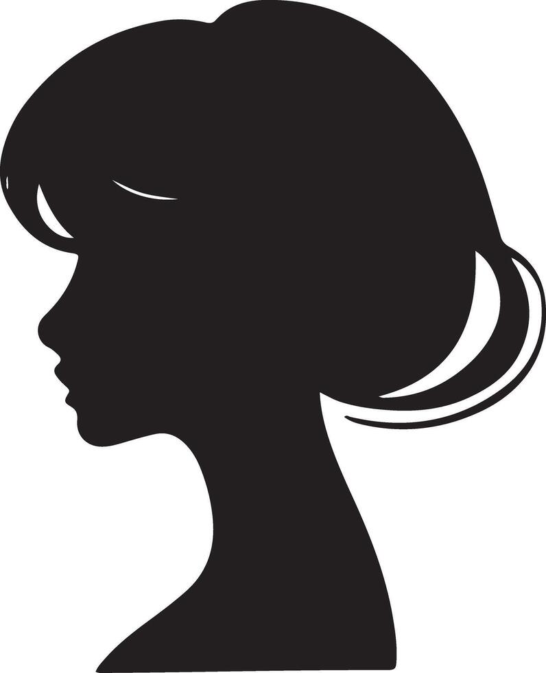 Black vector beautiful woman profile silhouette - fashion or beauty illustration