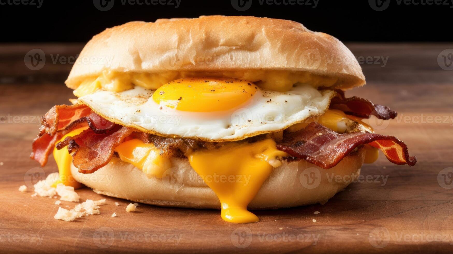 AI generated Close-up of a greasy and delicious breakfast sandwich. Generative AI photo