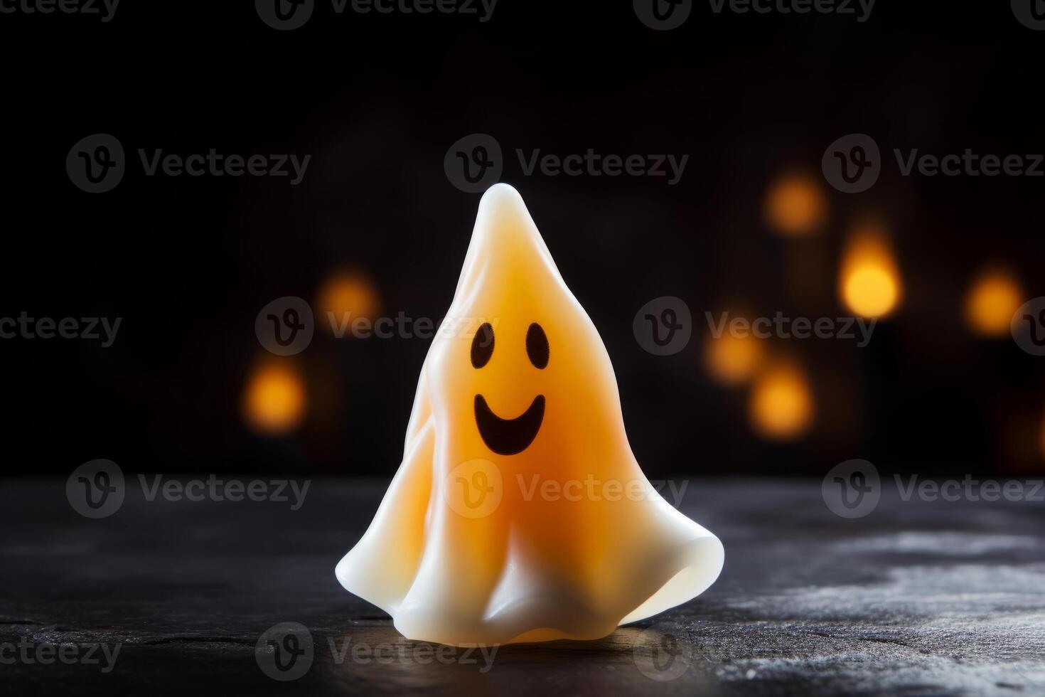 AI generated A candy corn treat in the shape of a ghost. Generative AI photo