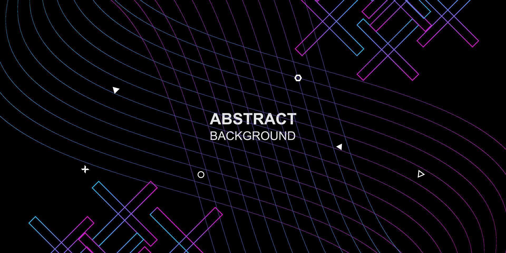 Abstract minimalist neon gradient lines shape geometric black background design vector