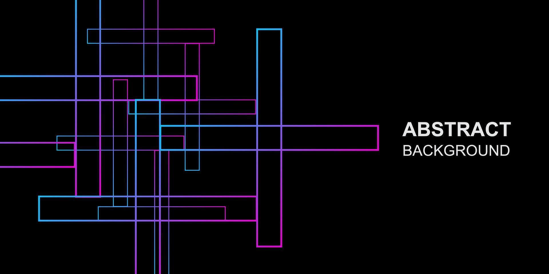 Abstract neon lines shape stylish geometric minimalist black background illustration vector design