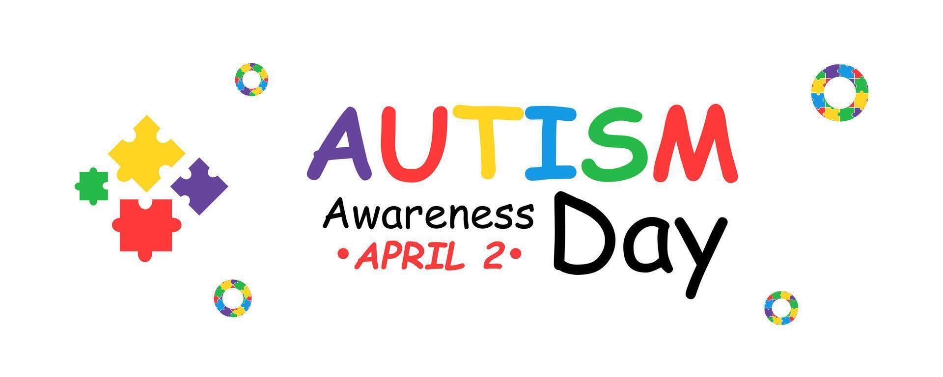 Colors puzzle concept world autism awareness day banner template illustration background design vector
