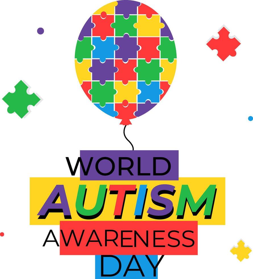 mundo autismo conciencia día abril 2 globo rompecabezas póster ilustración antecedentes diseño vector