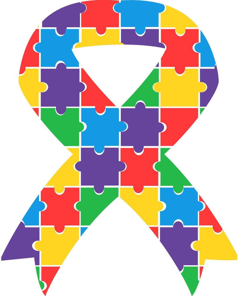 World autism day awareness ribbon jigsaw colorful puzzle vector symbol banner poster background design