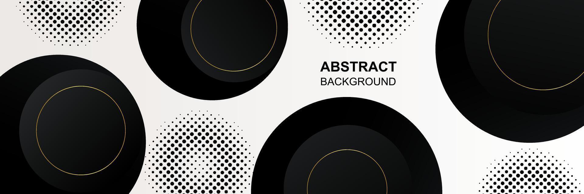 Abstract circle black white 3D shapes style banner template background vector design