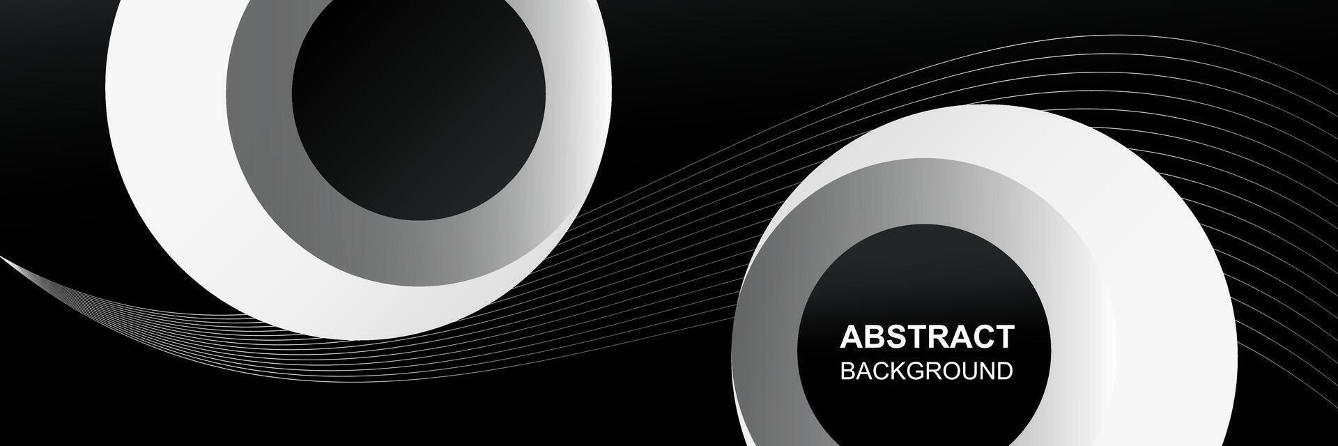 Abstract circle dotted white 3D shape concept black banner template background vector design