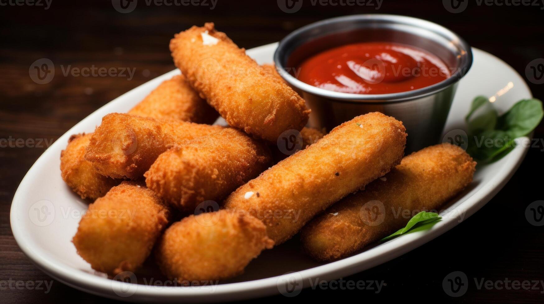 AI generated Delicious and greasy deep-fried mozzarella sticks. Generative AI photo