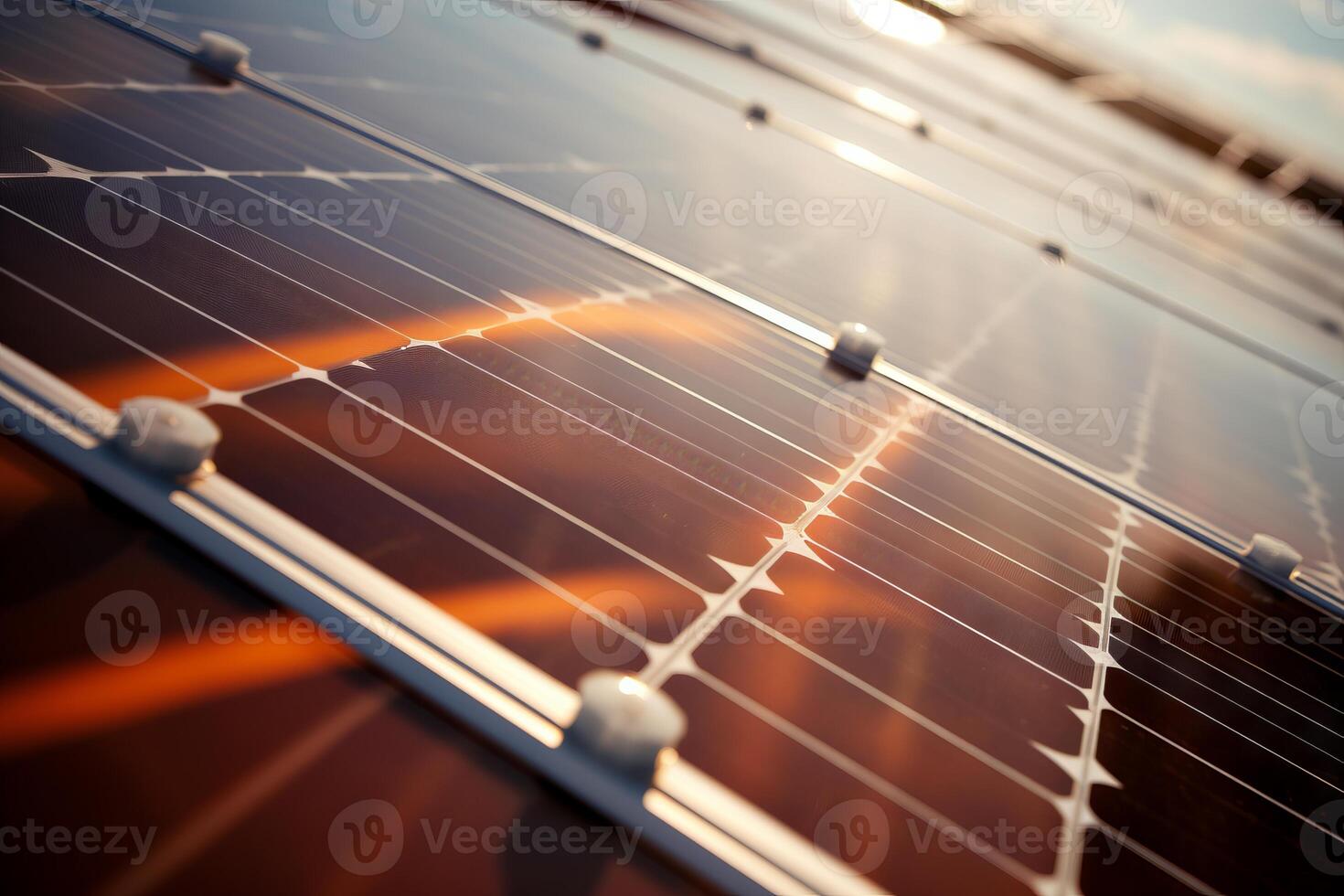 AI generated A close-up of photovoltaic cells effectively converting sunlight into electricity. Generative AI photo