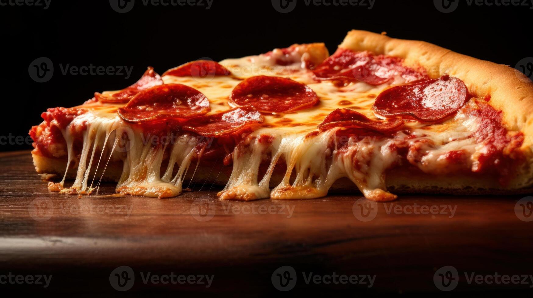 AI generated Mouthwatering slice of greasy pepperoni pizza. Generative AI photo