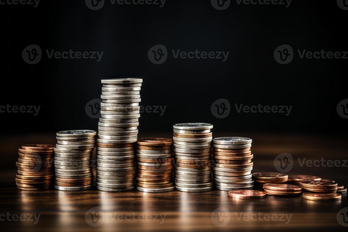 AI generated A stack of coins with a concept of savings. Generative AI photo