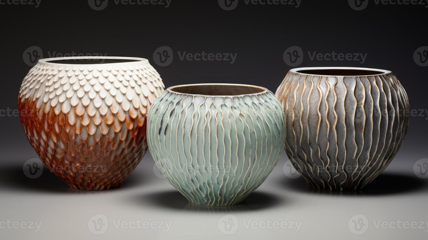 AI generated Clay pottery with textured surface. Generative AI photo
