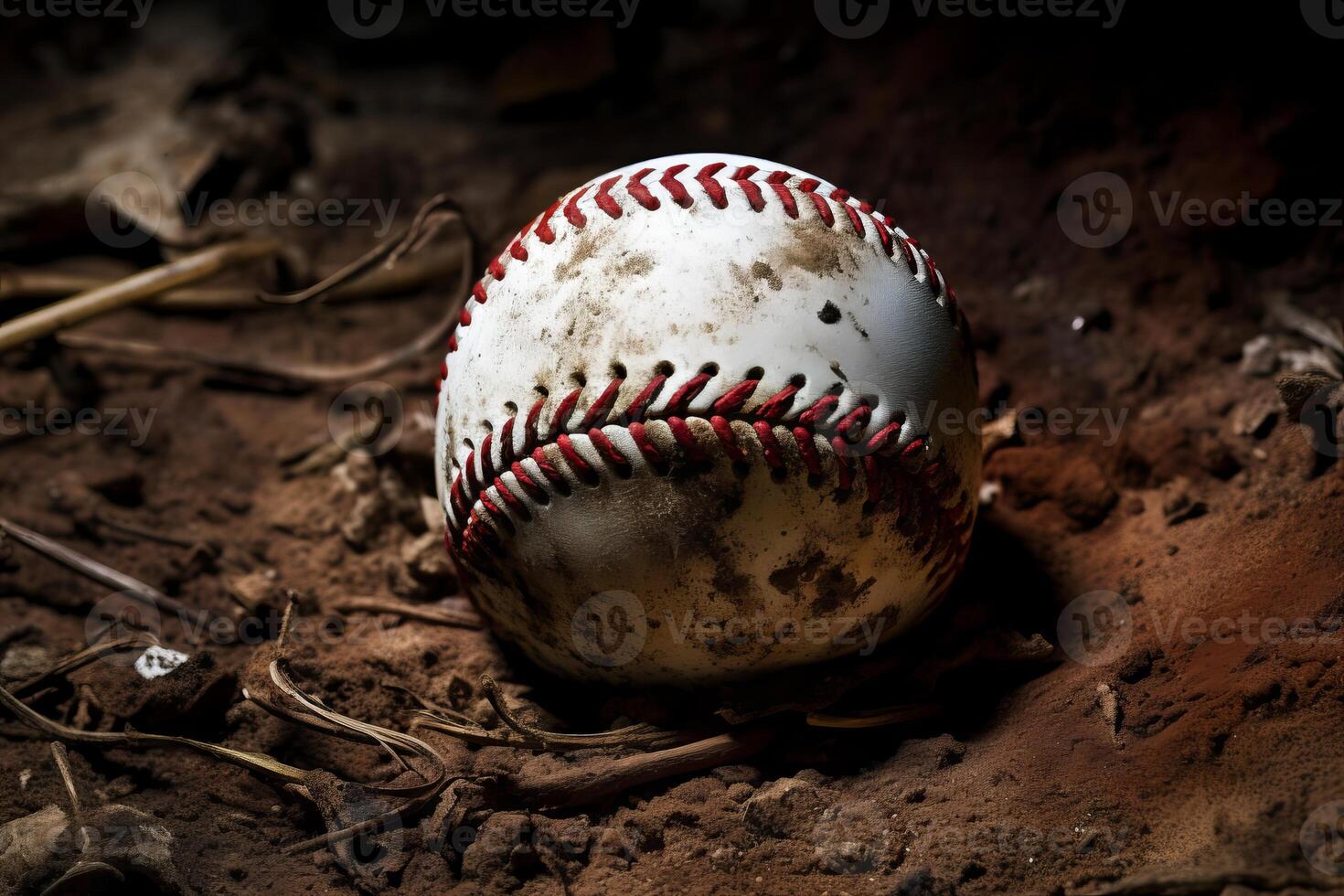 AI generated A baseball captured in close-up as it leaves the bat. Generative AI photo