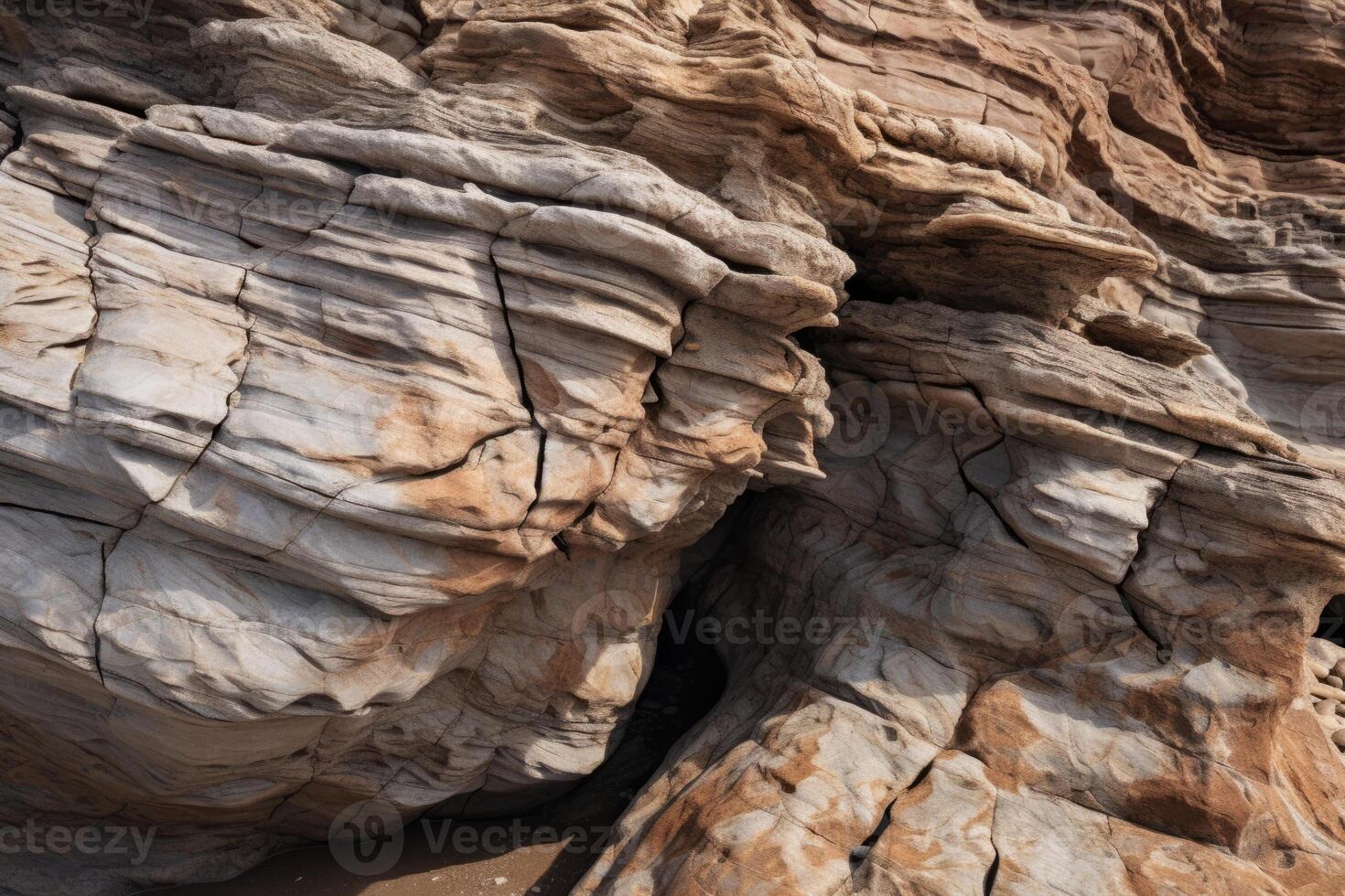 AI generated A close up of a weathered and resilient rock formation, shaped by the forces of nature. Generative AI photo