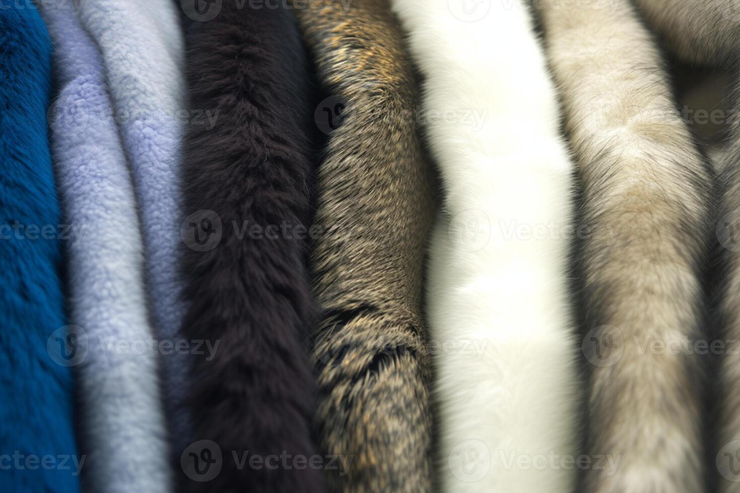 AI generated Variety in fur fashion Close up of mink fur coats photo