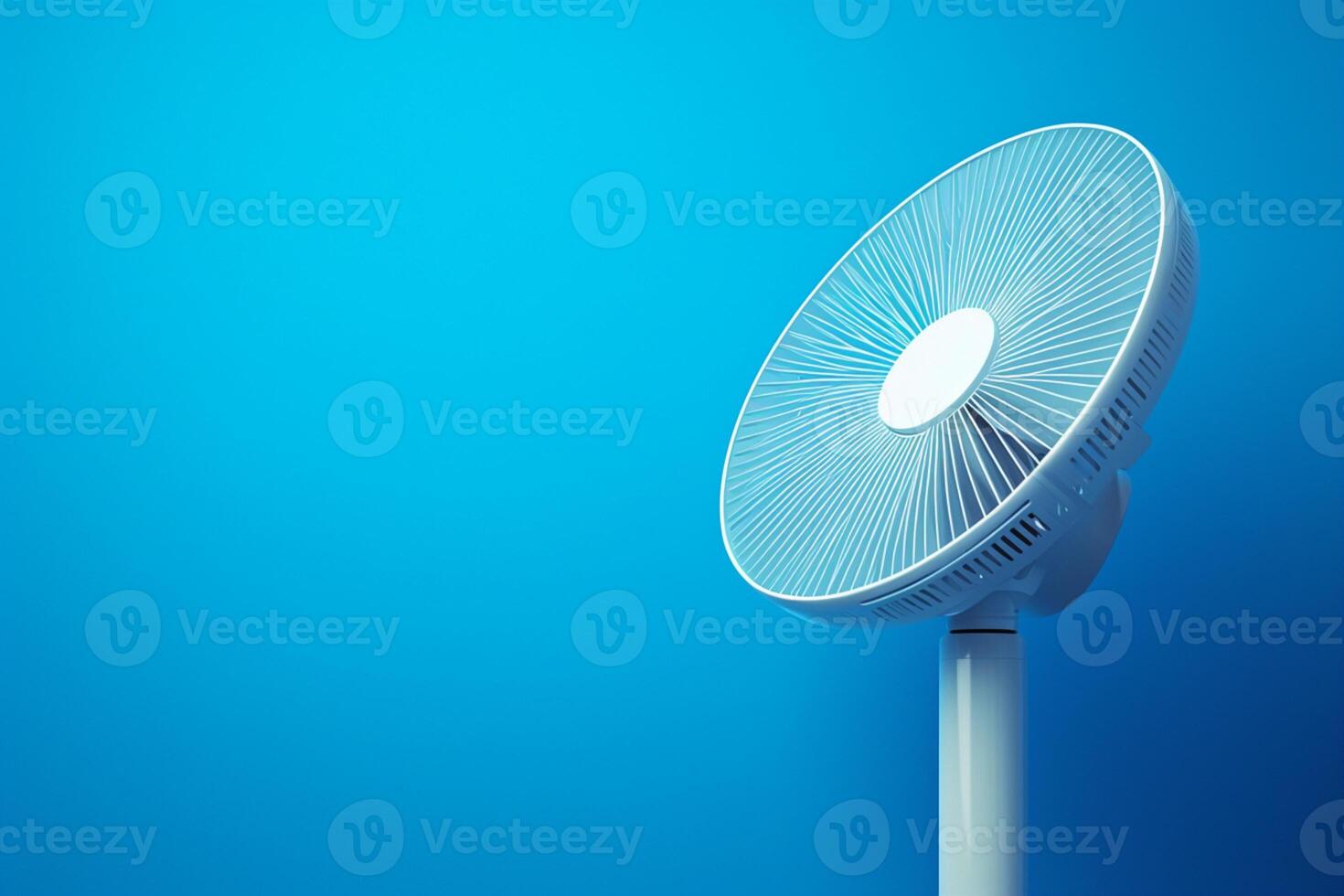 AI generated Functional fan aesthetic Electric fan for room cooling on blue photo