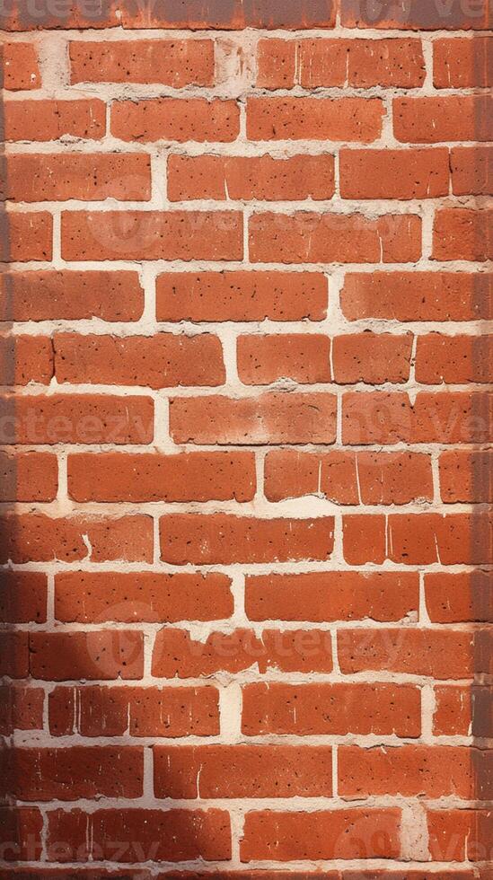 AI generated Vintage wall charm Red grunge brick wall with vintage pattern Vertical Mobile Wallpaper photo