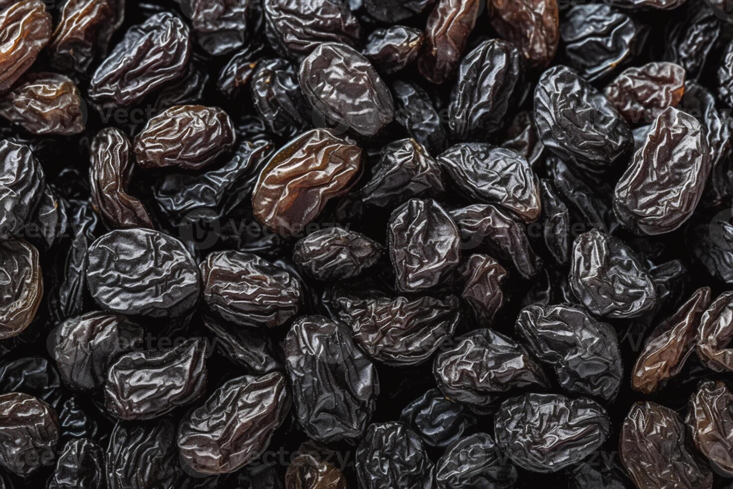 AI generated Dried grape delight Black raisin texture, a popular snack photo