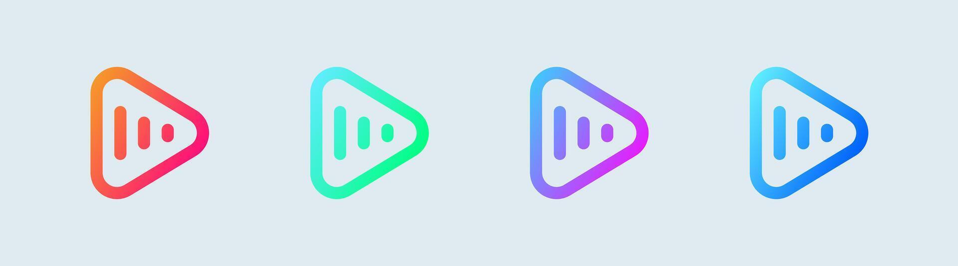 Media player line icon in gradient colors. Video signs vector illustration.