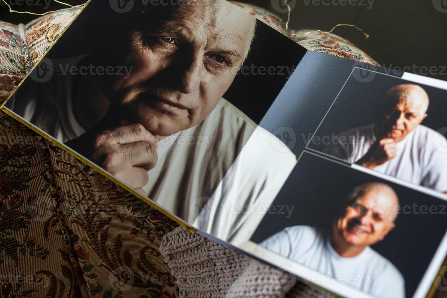 family photo book near the Christmas tree