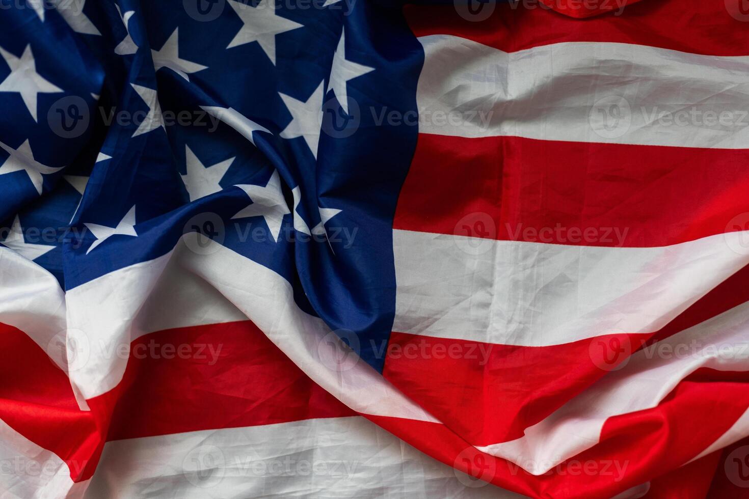 Closeup of rippled American flag photo