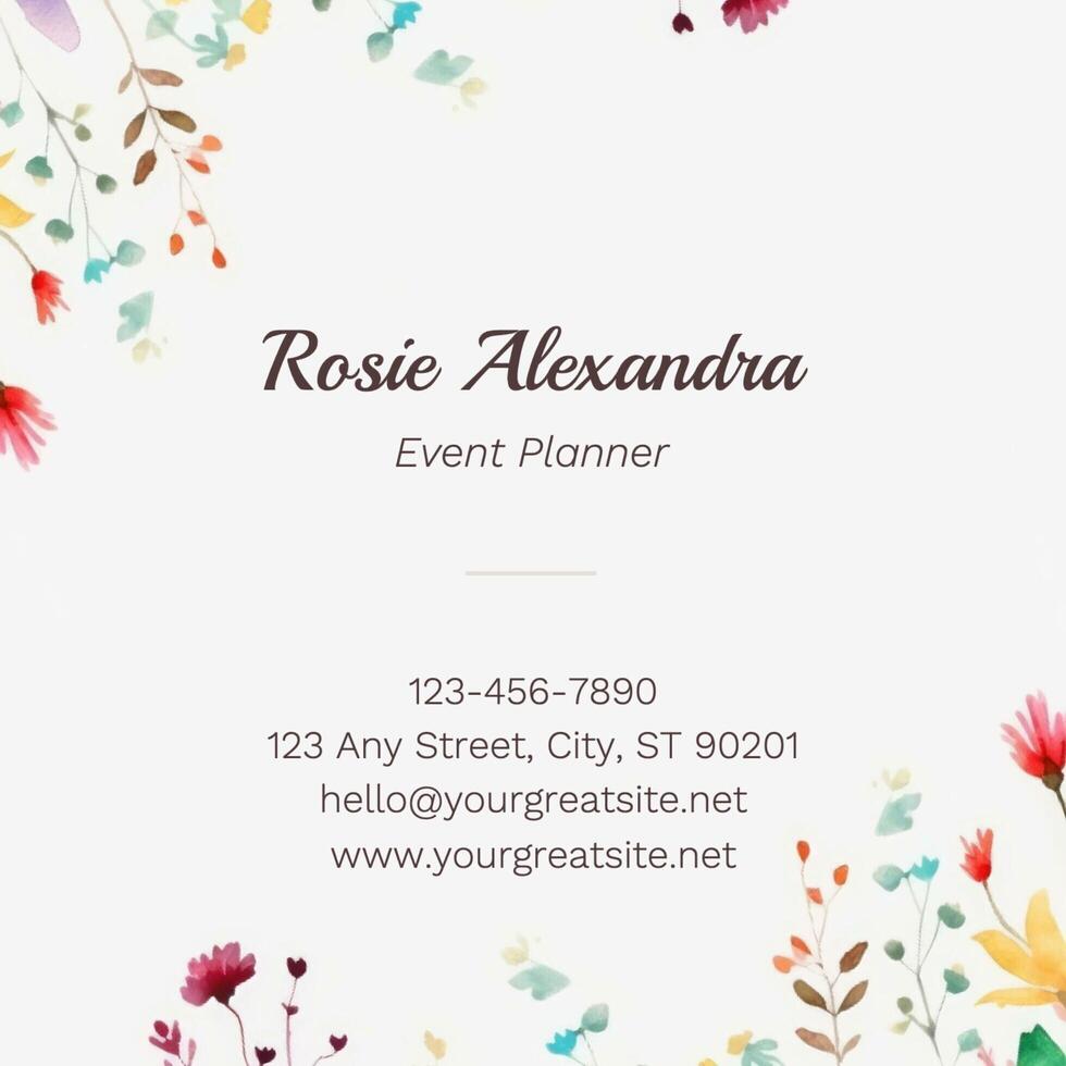 Floral Business Cards (Square) template