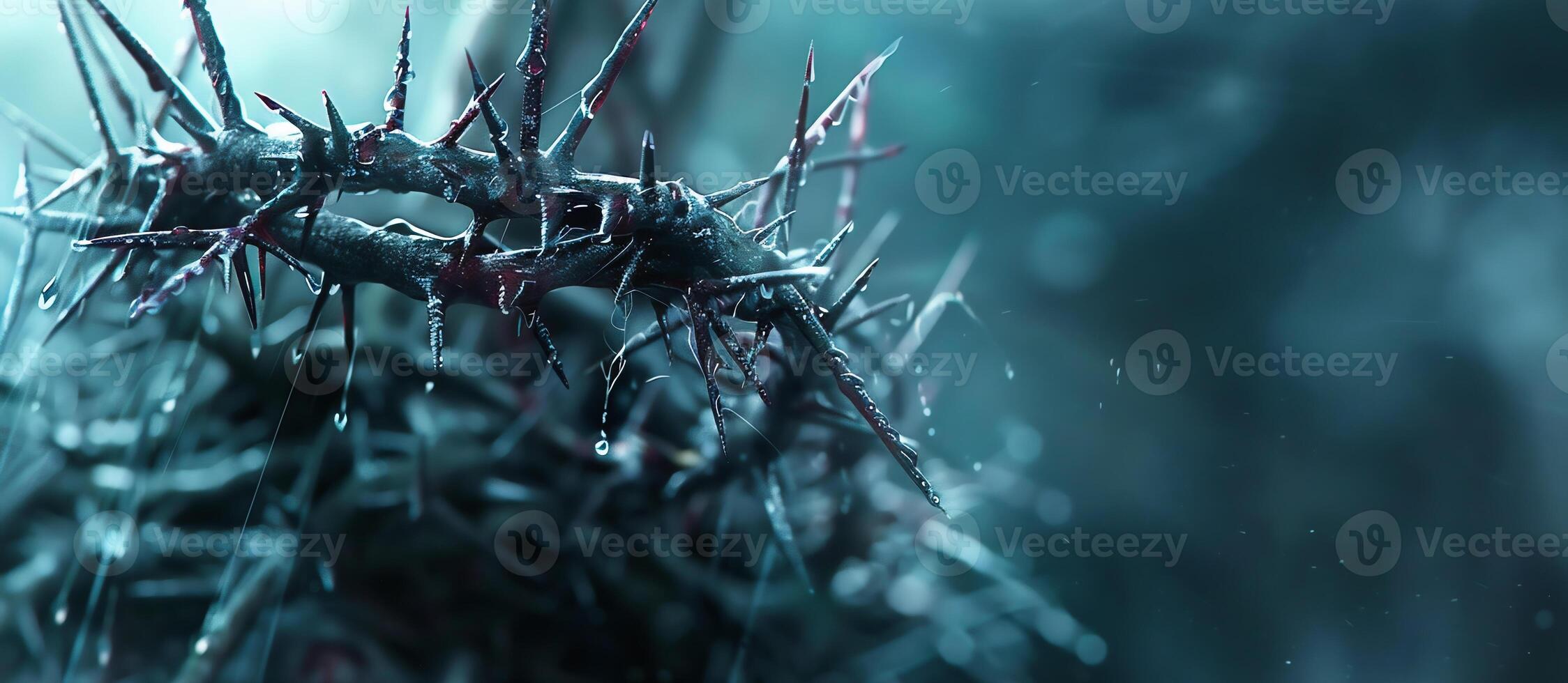 AI Generated Crown of thorns in blood as a symbol of death and resurrection of Jesus Christ for our sins. photo