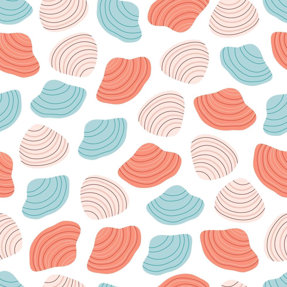 Seamless pattern with sea shells. Summer seamless pattern. vector