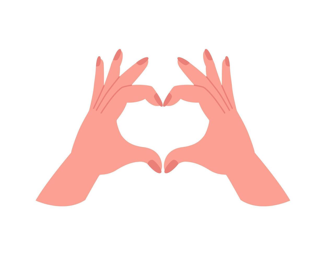 Two hands in the shape of a heart. Concept symbol of love, support, family, trust, romance. vector