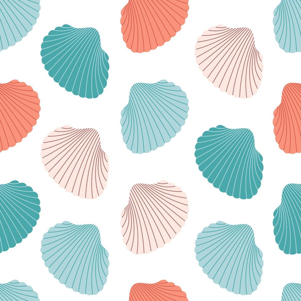 Seamless pattern with sea shells. Summer seamless pattern. vector