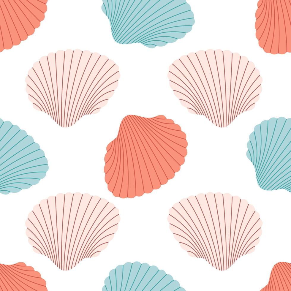 Seamless pattern with sea shells. Summer seamless pattern. vector