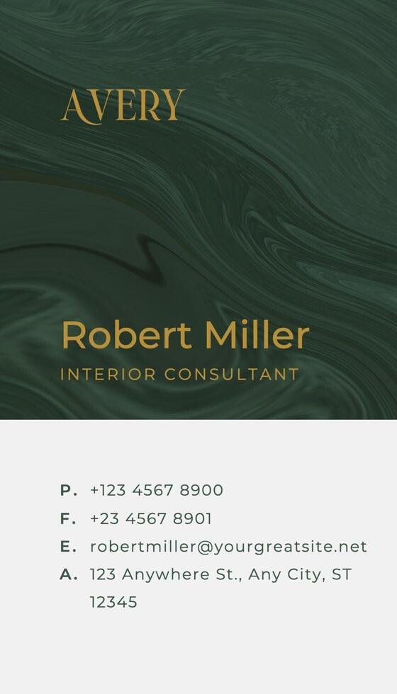 Green Minimalist Interior Consultant Business Card Vertical template