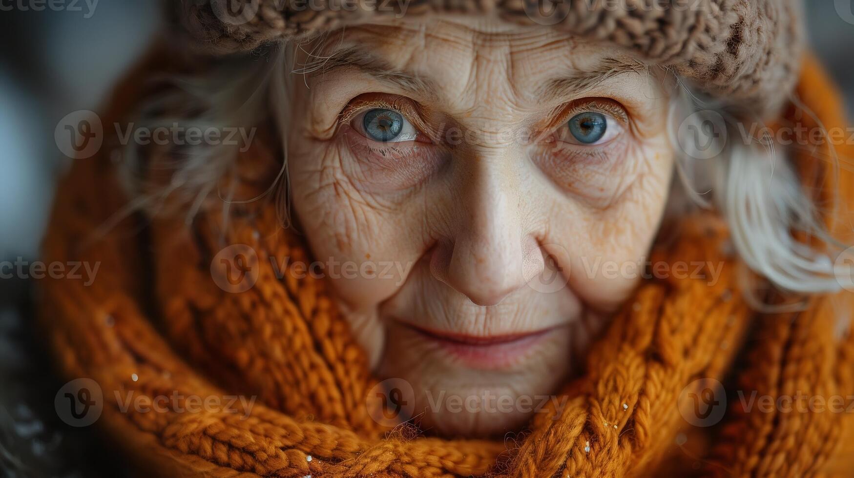 ai generado retrato de cansado bueno antiguo abuela foto