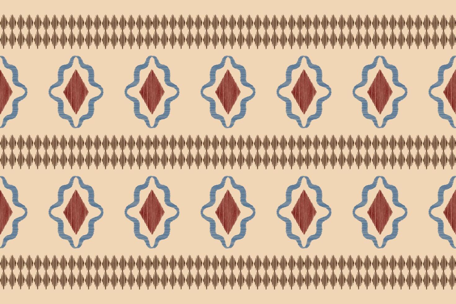 Traditional Ethnic ikat motif fabric pattern background geometric .African Ikat embroidery Ethnic pattern brown cream background wallpaper. Abstract,vector,illustration.Texture,frame,decoration. vector