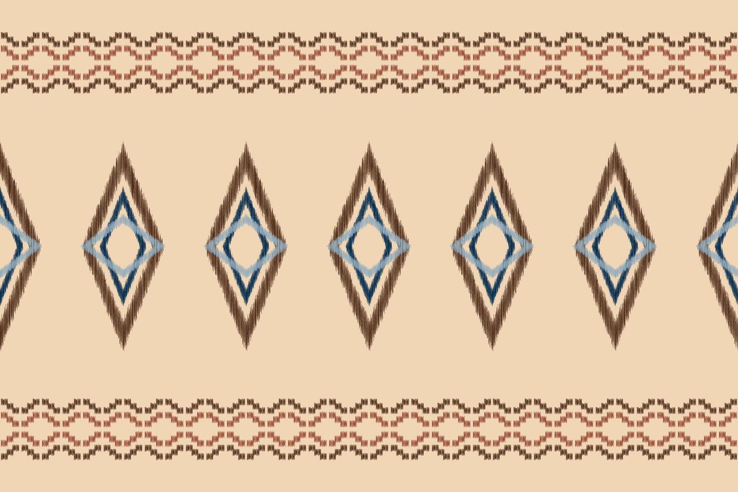 Traditional Ethnic ikat motif fabric pattern background geometric .African Ikat embroidery Ethnic pattern brown cream background wallpaper. Abstract,vector,illustration.Texture,frame,decoration. vector