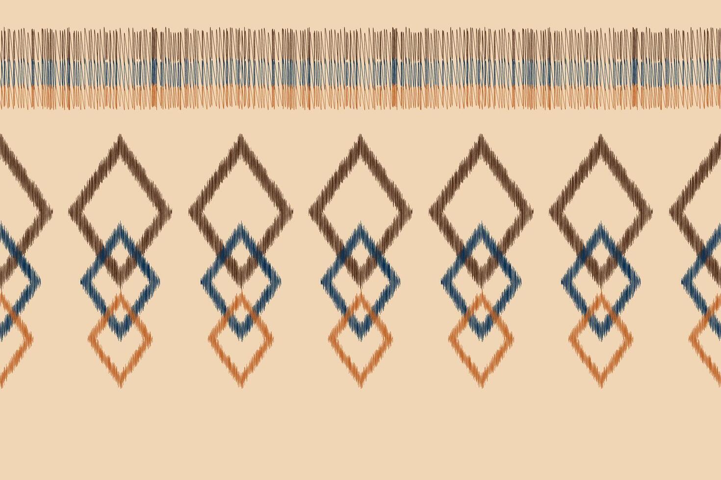 Traditional Ethnic ikat motif fabric pattern background geometric .African Ikat embroidery Ethnic pattern brown cream background wallpaper. Abstract,vector,illustration.Texture,frame,decoration. vector