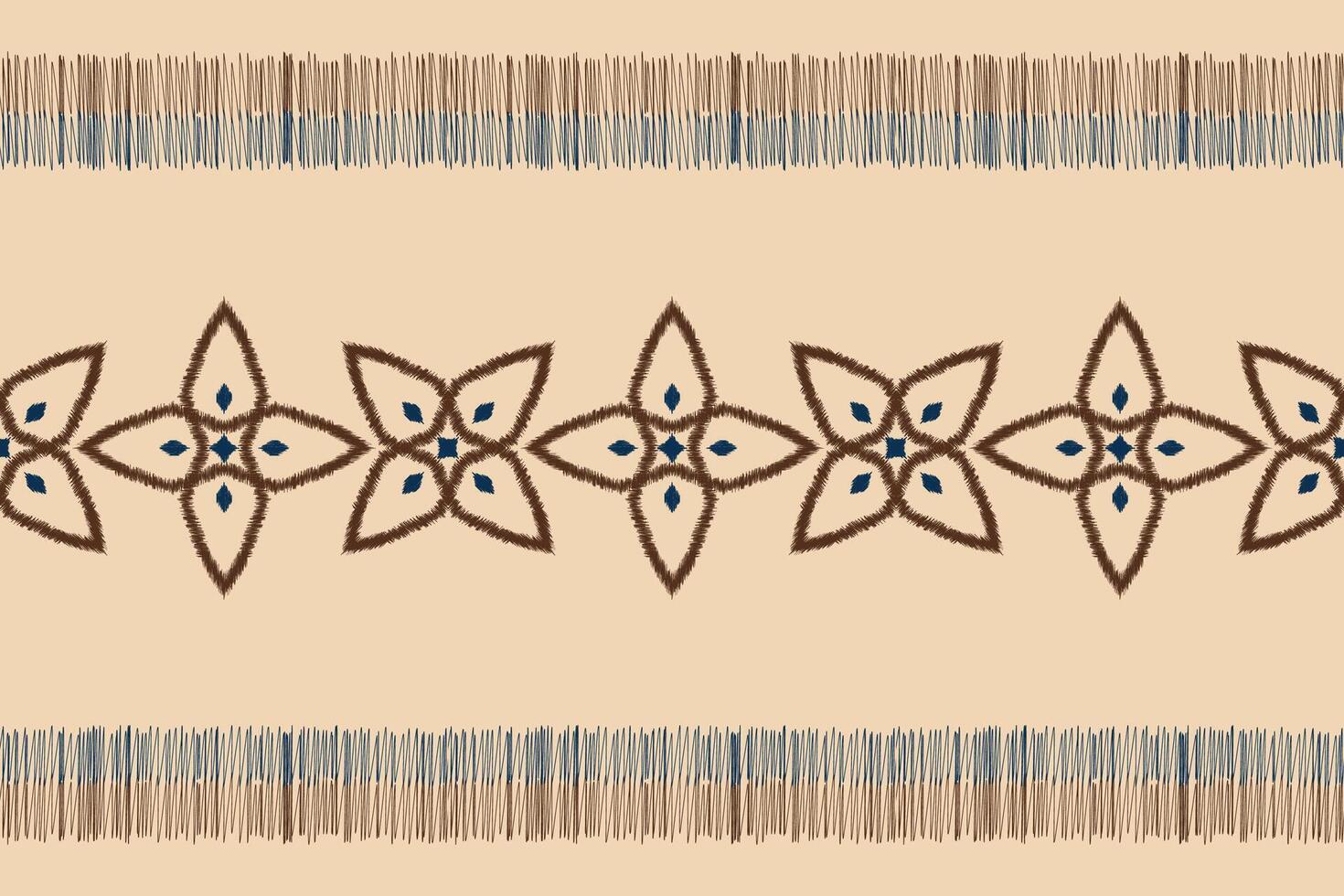 Traditional Ethnic ikat motif fabric pattern background geometric .African Ikat embroidery Ethnic pattern brown cream background wallpaper. Abstract,vector,illustration.Texture,frame,decoration. vector