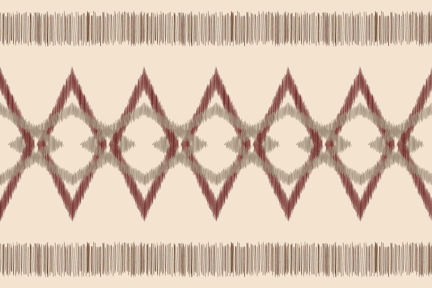 Traditional Ethnic ikat motif fabric pattern background geometric .African Ikat embroidery Ethnic pattern brown cream background wallpaper. Abstract,vector,illustration.Texture,frame,decoration. vector