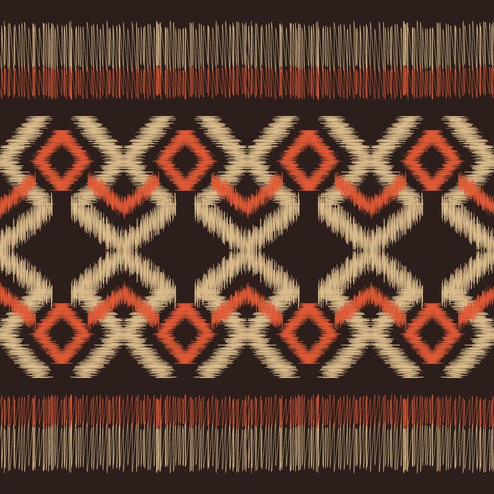 Traditional Ethnic ikat motif fabric pattern background geometric .African Ikat embroidery Ethnic oriental pattern brown background wallpaper. Abstract,vector,illustration.Texture,frame,decoration. vector