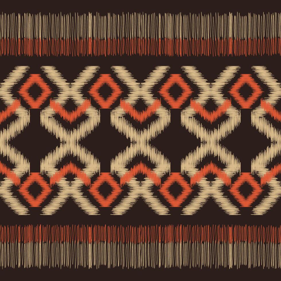 Traditional Ethnic ikat motif fabric pattern background geometric .African Ikat embroidery Ethnic oriental pattern brown background wallpaper. Abstract,vector,illustration.Texture,frame,decoration. vector