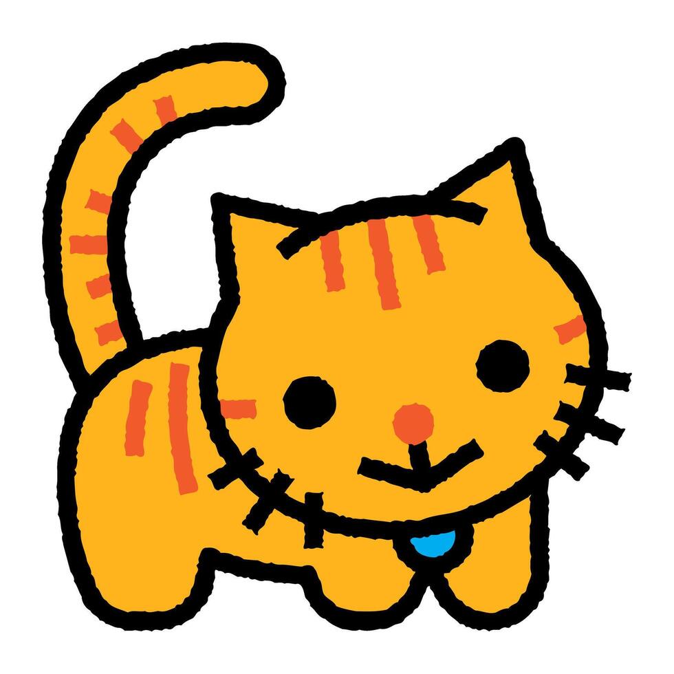 gatito dibujos animados poner áspero lleno contorno icono vector