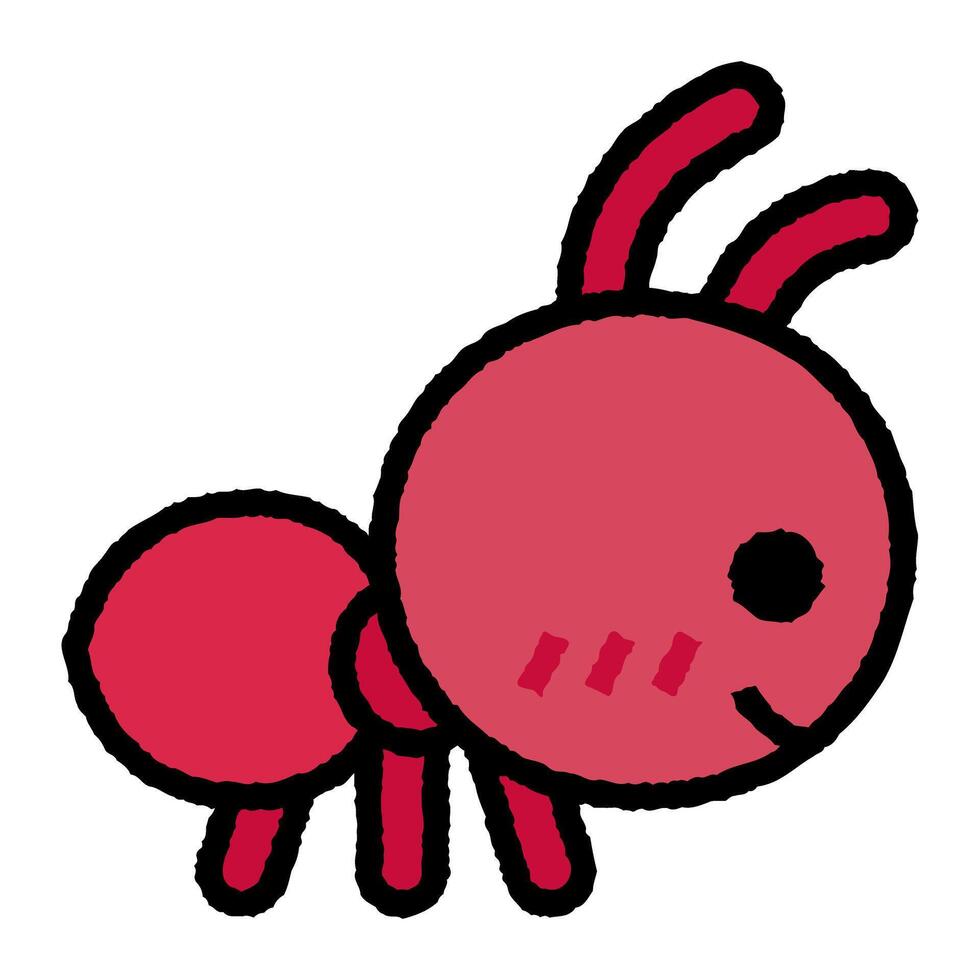 ant cartoon roughen filled outline icon vector