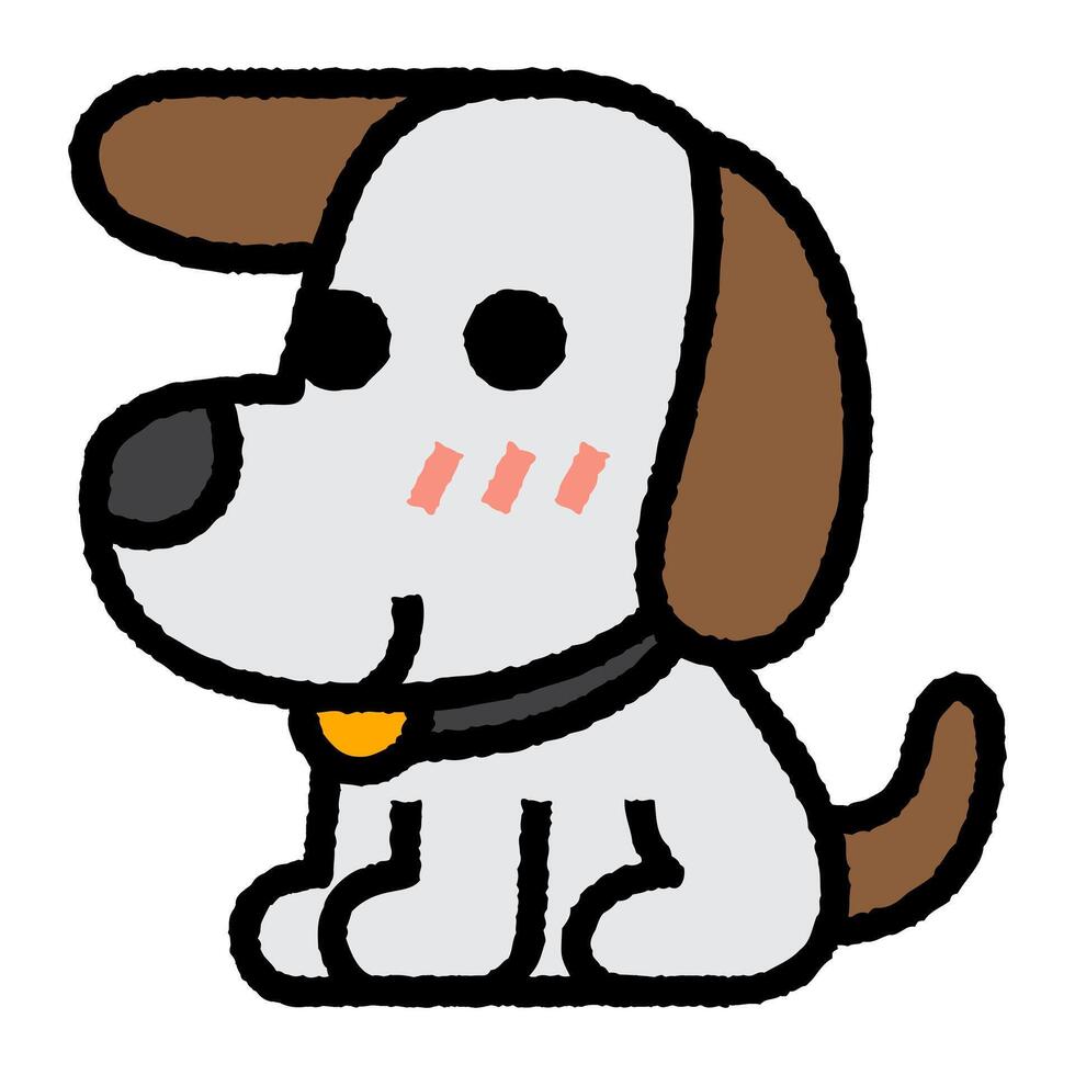 dog cartoon roughen filled outline icon vector