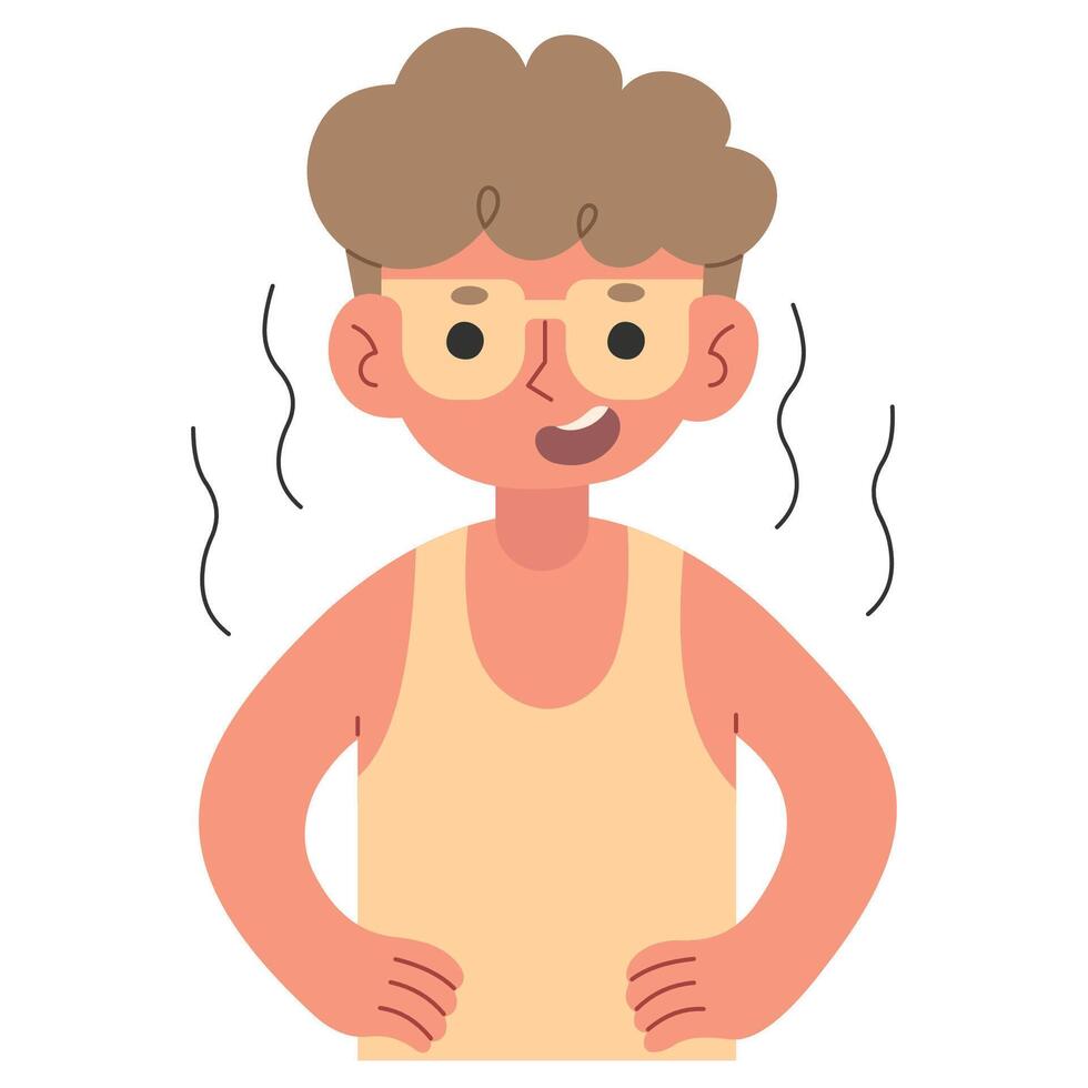 Sunburn cute on a white background, illustration. vector