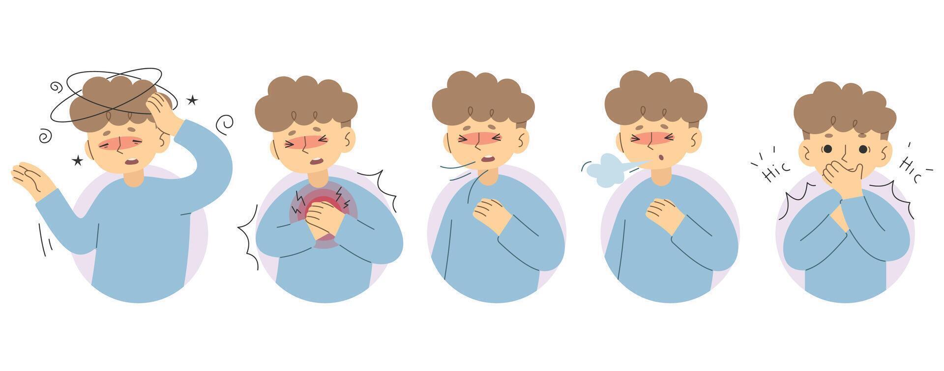 Symptoms 16 cute on a background, vector illustration.