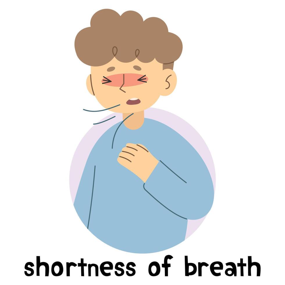 Shortness of breath 5 cute on a white background, vector illustration.