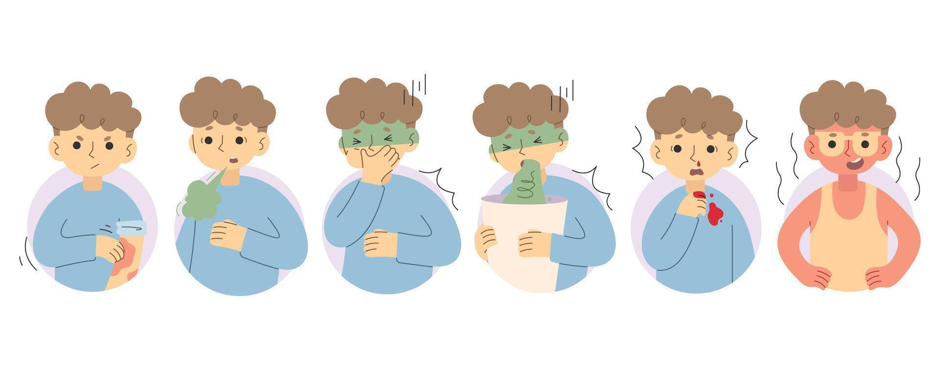 Symptoms 15 cute on a white background, vector illustration.