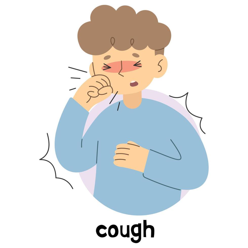 Cough 3 cute on a white background, vector illustration.